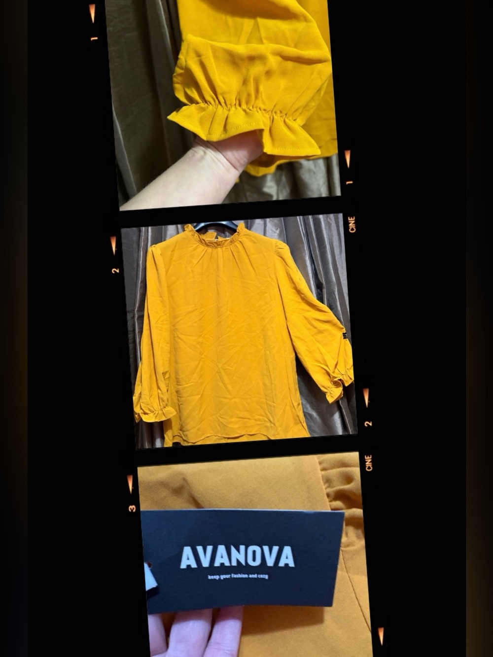Avanova Ruffle-Neck Blouse in Mustard Yellow #1862